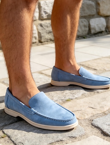  Miesten slip-on-vapaat kengät, mukava mokkanahkapäällinen, helppokäyttöiset, täydelliset rannalle, lomakohteeseen ja lomalle