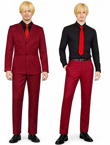  Ocean Adventurer Sanji Dumny szef kuchni Anime Kostium Cosplay Stroje Garnitury cosplay Halloween Karnawał Bal maskowy Płaszcz Koszula Spodnie Na Męskie Dla nastolatków Dla dorosłych
