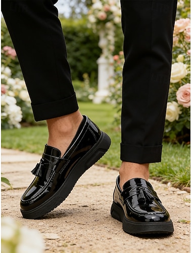  Herreloafers i svart i kunstskinn, elegante sko til hagebryllup, perfekt blanding av komfort og stil