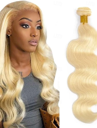  613# Echthaar, blond, 1 Bündel gewelltes Echthaar, 10-28 Zoll