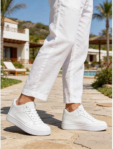  Herresneakers i komfortabelt kunstskinn, perfekt for utendørsaktiviteter på feriestedet, tilgjengelig i flere farger