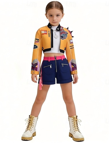  Zainspirowane K-popem Zainspirowany koreańskim idolem Gwiazda popu Kostium Cosplay Fantazyjne przebranie Dla dziewczynek Dla dzieci Halloween Karnawał Spektakl Comic Con Anime Expo