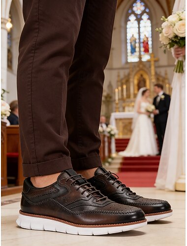  sneakers da uomo in vera pelle bicolore, calzature da sposa moderne per sposi e feste di matrimonio