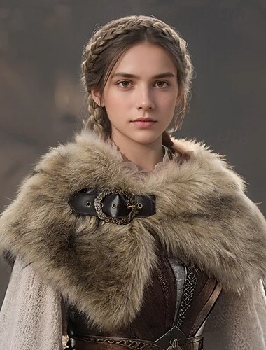  Retro / vintage Kostymer i middelalderstil Renessanse Fancy kostyme Fuskepelssjal kriger Viking Barbar Kostyme Unisex Viking Halloween Karneval Ytelse LARP Ren Faire Voksne Sjal