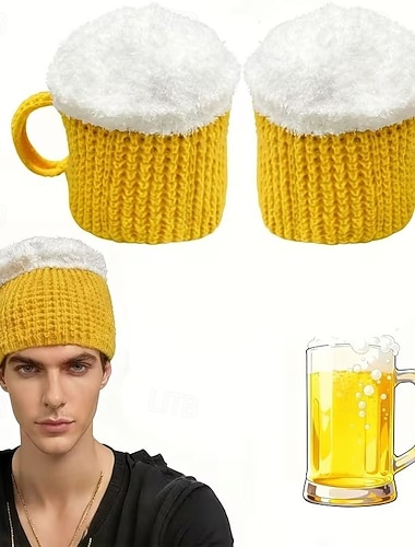  Chapéus de festa em formato de cerveja com bolhas de sabão, divertidos e originais, feitos de tricô, com design de cerveja, perfeitos para festas temáticas de Oktoberfest, degustação de cerveja e um