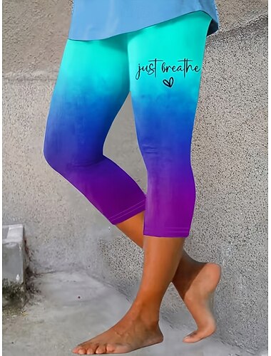  Damen Caprihose Leggings Urlaub Vintage Mode Capris Mittlere Taille Grafik 3D-Druck 3D Drucken Weich Bequem Atmungsaktiv Dehnbar Lässig Täglich Urlaub Blau Sommer Frühling Schmale Passform