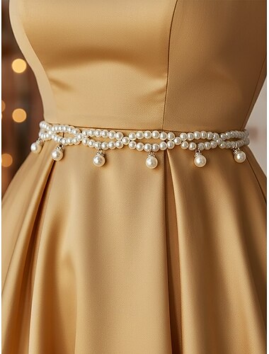  Dames tailleketting met imitatieparels, elegant accessoire voor bruidsjurken, delicate verstelbare bodypiercing voor bruiloften, feesten, avondevenementen en formele gelegenheden.