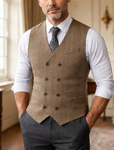  كلاسيكي 1920-tallet Retro / vintage سترة vest Den store Gatsby Brudgomsmenn Kostyme Herre Karneval Maskerade Skoleball Fest Bryllup Voksne Vest Vår Høst