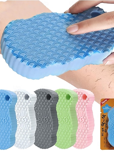  5 stk magisk eksfolierende kroppsskrubber, 3D supermyk eksfolierende badesvamp, fjerner død hud og urenheter fra kroppen – hudvennlig og gjenbrukbar for voksne og barn