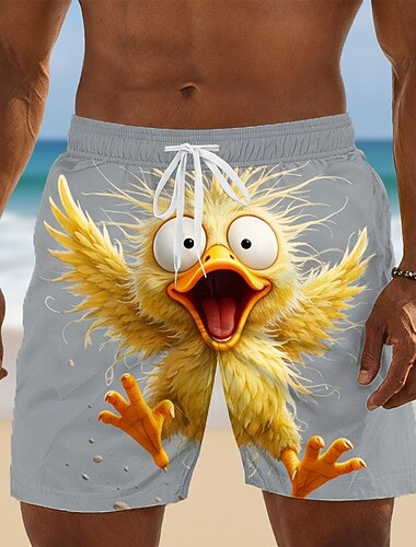  Per uomo Cartoni animati Divertente Anatra Costumi da bagno Pantaloncini da mare Pantaloncini da Surf Misura del girovita medio Hawaiano Vacanza al Mare Tasche Laterali fodera in rete Coulisse