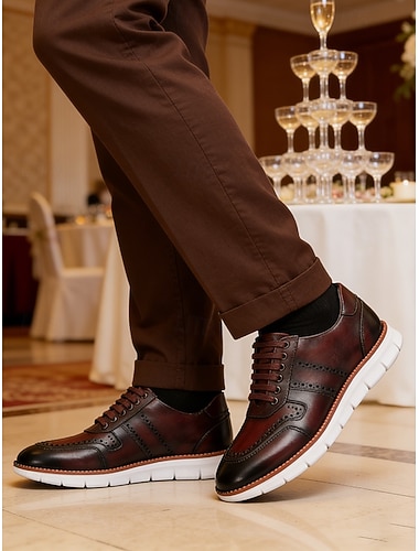  scarpe da sposa da uomo in vera pelle marrone, scarpe comode ed eleganti per gli invitati al matrimonio