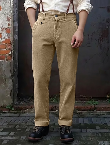 Herren Anzughose Cordhose Tasche Knöpfe Einfach Komfort Arbeit Vintage Meerblau Armeegrün Mikroelastisch