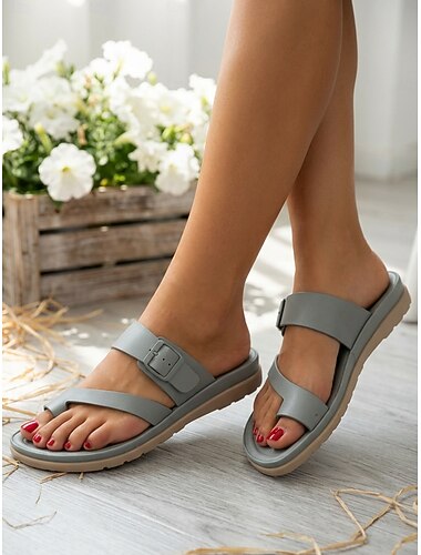  Minimalistische blauwe slippers met gekruiste bandjes voor dames - zachte, comfortabele platte schoenen met demping voor thuis, op reis, casual dagen en de zomer.