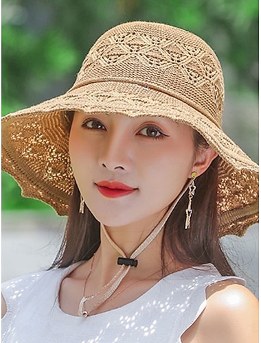  Damen Hut Sonnenhut Sonnenschutz Atmungsaktiv Täglich Outdoor Straße Blume Einfarbig