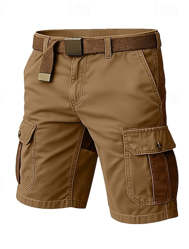  Herren Cargohose Cargohosen Cargo-Shorts Shorts Freizeitshorts Tasche Elastischer Bund Einfach Knielang Lässig Outdoor Streetwear Mode Streetwear Schwarz Khaki Unelastisch