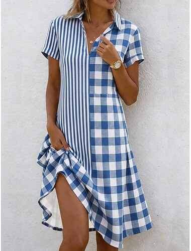  Γυναικεία Μίνι φόρεμα Καλοκαιρινό φόρεμα Διακοπές Καθημερινό Μπόχο Καθημερινά Παραλία Κανονικό Γραφική Πουά Κοντομάνικο Πέτο Θαλασσί Ανοικτό Κίτρινο Ανθισμένο Ροζ Καλοκαίρι Άνοιξη