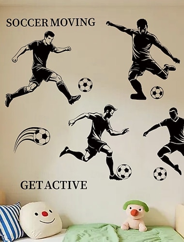  Adesivo murale con partita di calcio estiva, adesivo murale statico per tifosi, adesivo rimovibile per finestre per decorazioni di feste, decorazione dell'atmosfera da bar sportivo per soggiorno,