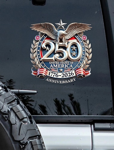  Patriotischer Autoaufkleber zum 250. Jahrestag der USA-Adler, Aufkleber zum 500-jährigen Jubiläum Amerikas (1776–2026), Aufkleber mit der US-Unabhängigkeitsflagge, strapazierfähige Vinylaufkleber für die Autoscheibe
