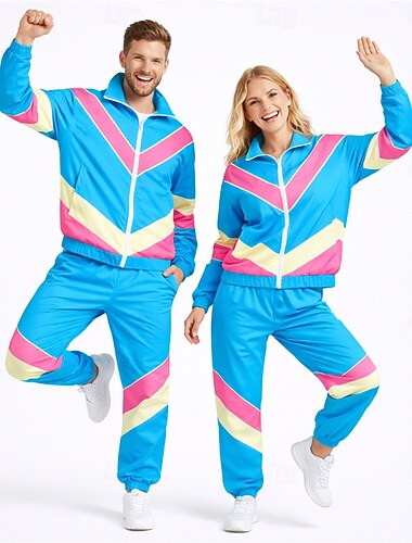  Hippie Années 1980 street style Pantalon Tenues Veste Manches longues Disco Déguisement Unisexe Costume de Carnaval Mascarade Tenue Quotidienne Soirée & Fête Décontracté Quotidien Adulte Haut Pantalon