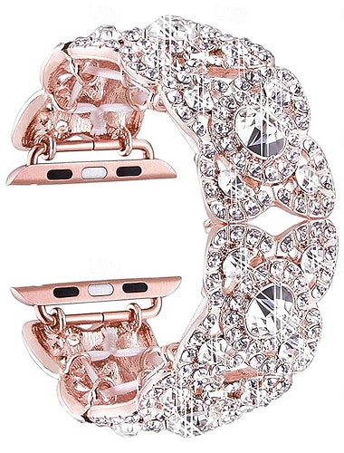  Bracelet Bijou Compatible avec Bracelet Apple Watch 38mm 40mm 41mm 42mm 44mm 45mm 49mm Paillettes Diamant Bling Acier inoxydable Bracelet de remplacement pour iwatch Ultra 3 2 Series 11 10 9 8 7 SE 6