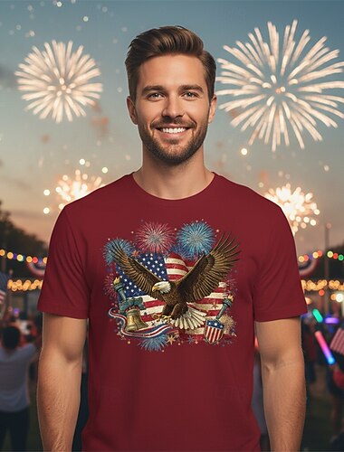  Patriotico T-shirt Maglietta grafica USA Retrò Vintage Patriotico Corte 1776-2026 per Unisex Adulti Stampa 3D  per Giorno dell'Indipendenza / 4 Luglio 4 Luglio Feste