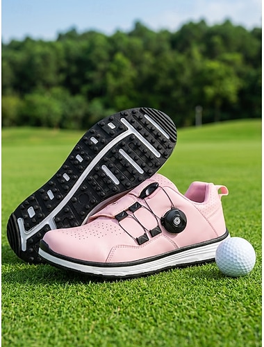  Roze damesgolfschoenen met draaisluiting en gedempte, spikeless zool, speciaal ontworpen voor vrouwelijke golfers, driving range en fairway. &dagelijkse training