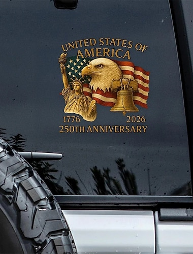  hazafias amerikai sasok 250. évfordulós autóablak matrica, Amerika félszázados évfordulója 1776-2026 sas matricák, USA függetlenségi zászló matricák, tartós vinil matricák autóablakba