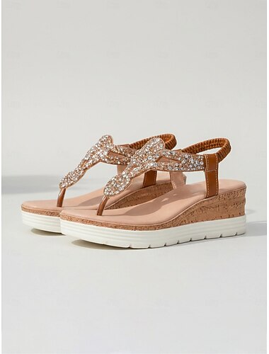  Strassbesetzte Plateau-Sandalen für Damen – eleganter, lässiger Stil, bequeme Schuhe mit Knöchelriemen, perfekt zum Spazierengehen, für Gartenpartys, Reisen, Urlaub und den Alltag.