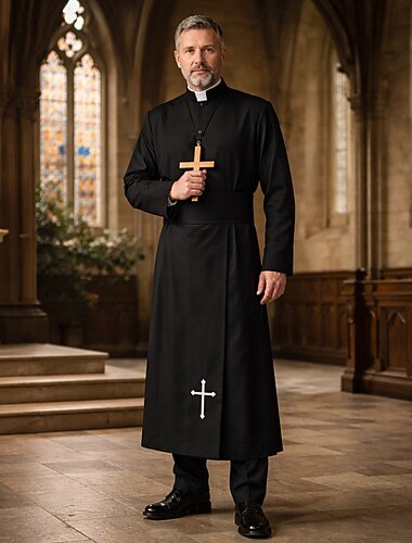 Retrò Vintage Religioso Medievale Vestaglia Lunghe Prete Costume Per uomo Halloween Carnevale Fiera Rinascimentale Festa a tema retrò Adulti Top