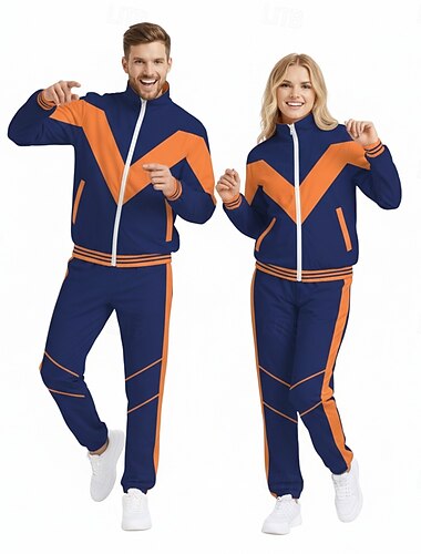  Hippie 80-talet Gatustil Byxa Kläder Jakke Lång ärm Disk Maskeradkläder Unisex Karnevalsdräkt Maskerad Vardag Fest / afton Ledigt / vardag Vuxna Topp Byxor