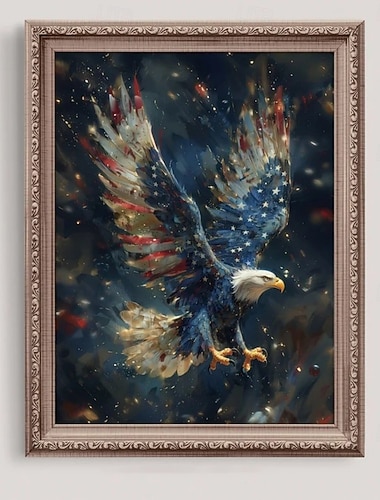  250 Jahre Amerika, handgemaltes Ölgemälde auf Leinwand, Wanddekoration, Weißkopfseeadler startet und fliegt frei, für die Heimdekoration, gerollt, rahmenlos, ungespannt