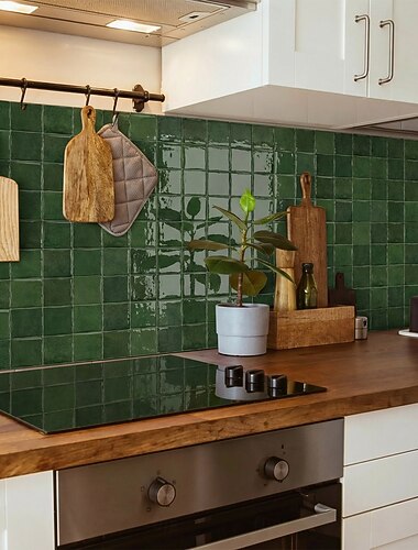  10dílné balení 3D nástěnných dekoračních panelů, vintage epoxidové obklady do kuchyně, samolepicí samolepky na zeď, vhodné do kuchyní, koupelen, prádelen, obytných vozů, vinylové dlaždice 6 x 6 palců