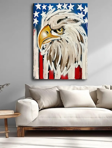  Handgemaltes Ölgemälde auf Leinwand, abstraktes Motiv eines Weißkopfseeadlers, als Wanddekoration für Ihr Zuhause, auf Keilrahmen gespannt / gerolltes, ungespanntes Gemälde