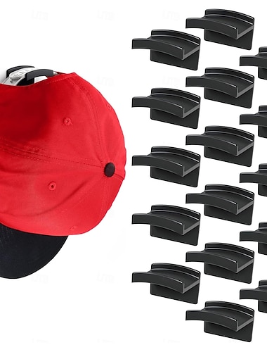  Conjunto de 16 ganchos adesivos para bonés, sem necessidade de furar, suporte minimalista para bonés, ganchos adesivos de parede resistentes e que não danificam a parede, ideais para bonés de beisebol
