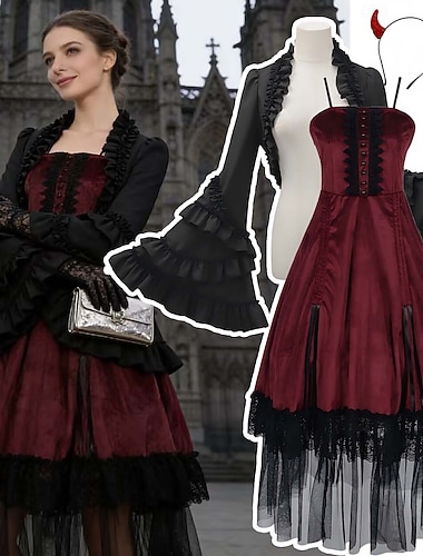  Rokoko Viktoria Tarzı Renesanční Šaty Kabát Fancy kostým Čerodějnice Upír Královský oděv Maškarní kostým Dámské Fantazie předvečer Všech svatých Karneval Výkon LARP Ren Faire Dospělé Vrchní deska