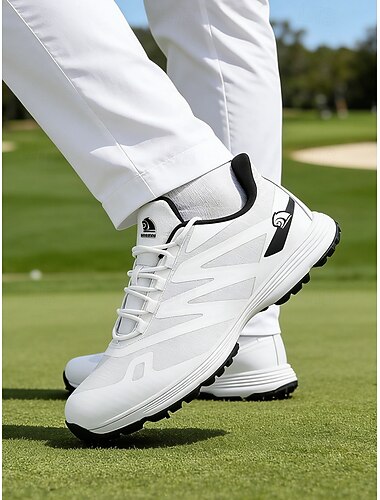  Weiße Herren-Golfschuhe ohne Spikes, optimale Passform, wasserdicht, perfekt für Golf und Outdoor-Sportarten