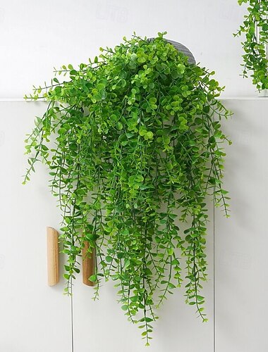  Conjunto de 4 guirlandas artificiais de samambaia com folhas de plástico para decoração de casa, jardim e paredes internas e externas.