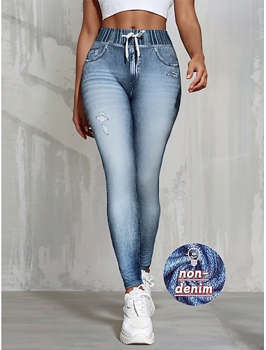 Dámské Džíny Legíny Jeggings prázdniny Šik ven Základní Plná délka Středně vysoký pas Bez vzoru Šňůrky Kapsy Pohodlný Lehce elastické Vysoká pružnost Denní Domů Venkovní Vodní modrá Královská modř