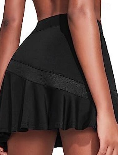  Dames Effen Casual rok Tennisskort Tennisrokken met shorts Sportrok Geplooid Zak Hoge taille Sneldrogend Ademend Tennis Golf Augurkbal Rokken Zwart Marineblauw Bruin Tenniskleding