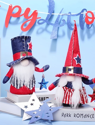  Набор из 2 кукол: полосатая пентаграмма, гном, безликая кукла, кукла Рудольф, украшение ко Дню независимости.