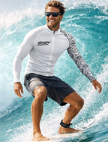  Miesten Normaali Ihottumissuoja Uimapaita Paisley-kuvio UPF50+ UV suoja Nopea kuivuminen Pitkähihainen Uima-asut Rash guard -suojapaita Lainelautailu Melonta Hiekkaranta Kesä