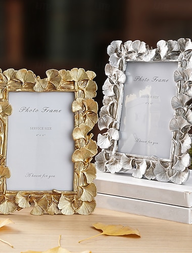  1 Stück dekorativer Bilderrahmen im europäischen Stil mit Birkenblattrand, handbemalt, geeignet für Schlafzimmer, Arbeitszimmer, Schreibtisch, Fotodekoration, Fotorequisiten