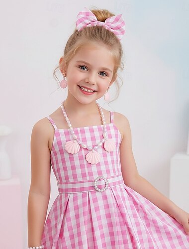  pop Jurken Cosplay kostuum Handschoenen Retro vintage Intens roze for Voor meisjes Kinderen Kinderdag Maskerade Boekenweek