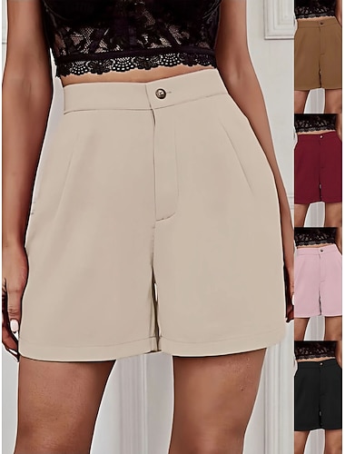  Dámské Tepláky Kalhoty chinos Kraťasy prázdniny Módní Šik ven Krátký Vysoký pas Bez vzoru Kapsy Pohodlný Pohodlné Yumuşak Lehce elastické Venkovní ulice Černá Bílá Rubínově červená Hnědá Léto Jaro