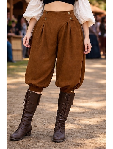  Médiéval Renaissance Steampunk Pantalons de pirate Pirate Déguisement Femmes Viking Pirate Fantaisie Performance LARP Foire de la Renaissance Adultes Pantalon Printemps Toutes saisons