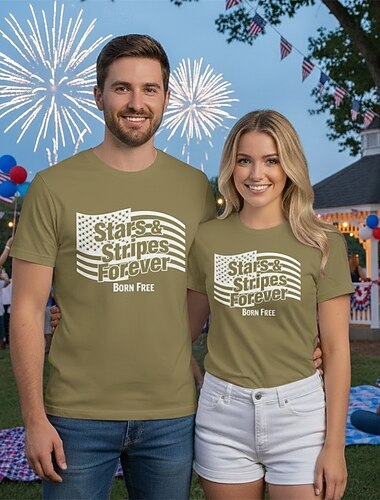  Patriotisk T-shirt Grafisk utslagsplats USA Retro / vintage Patriotisk T-shirt Ärm 1776-2026 för Unisex Vuxna 3D-utskrift för Självständighetsdag 4 juli Fest