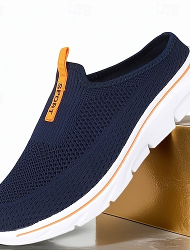  herre marineblå slip-on mesh-sneakers – lette, pustende tursko for hverdagsbruk
