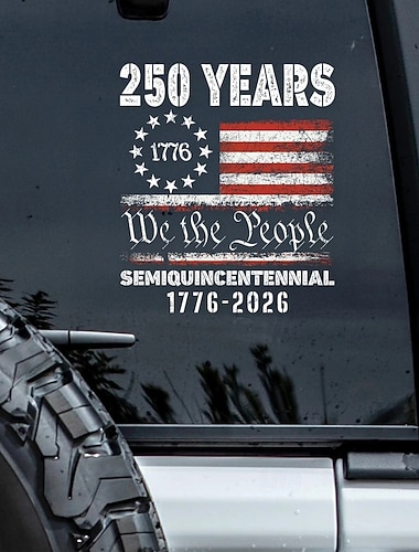  Adesivo per finestrino auto per il 250° anniversario degli Stati Uniti, adesivi patriottici americani per il quinquennio 1776-2026, adesivi con la bandiera dell'indipendenza degli Stati Uniti, adesivi in vinile resistenti per finestrini auto