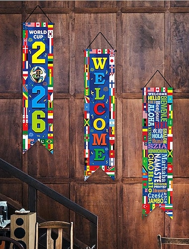 Drapeau mural de soutien aux supporters de la Coupe du monde 2026, décoration de bar, bannière suspendue, décoration de fête