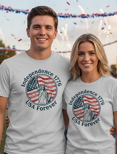  Patriotisk T-shirt Grafisk utslagsplats USA Retro / vintage Patriotisk T-shirt Ärm 1776-2026 för Unisex Vuxna 3D-utskrift för Självständighetsdag 4 juli Fest